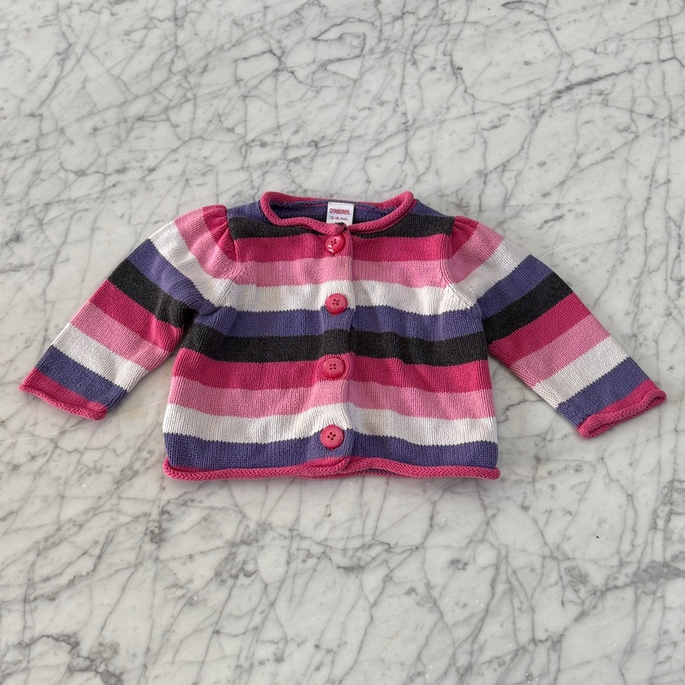 Vintage Gymboree Striped Knit Button Down Cardigan Sz 12-18 Mo